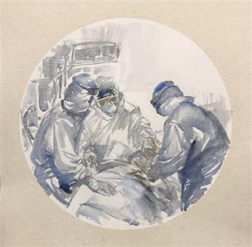 画家赵世杰用12幅绘画作品致敬中国医生